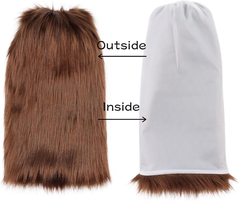 Peecabe Winter Women Faux Fur Fluffy Leg Warmers Fuzzy Long Boot Covers Furry For Christmas - Image 5